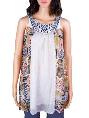 Redwin Boho Tunic Top XS Tribal Print Sleeveless
